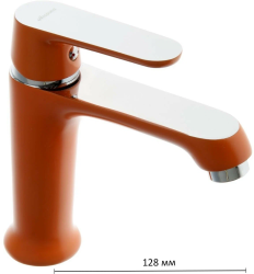 Смеситель для раковины/умывальника Accoona, однорычажный, неповоротный, керамический, длина излива 128 мм, цинк, цвет оранжевый