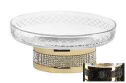 Мыльница настольная Boheme Royal Cristal Black, цвет: золото, латунь/сталь/стекло, округлая, для душа/ванны/мыла, в ванную комнату