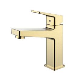 Смеситель для раковины/умывальника Raglo R30.10.03 однорычажный, неповоротный, фиксированный, излив длина 125 мм высота 101 мм латунь, цвет сатин золотой