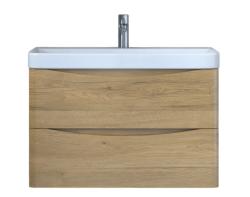 Тумба под раковину Velvex Clay 800-0-2, 782х378х491 мм подвесная, цвет дуб верона, 2 выдвижных ящика, подходит раковина 9595-80, универсальная, в ванную комнату