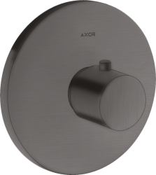 Смеситель для душа Axor Uno HighFlow, термостатический, скрытого монтажа, настенный, без излива/шланга/лейки, круглый, латунный, цвет шлифованный черный хром, с термостатом, встроенный/встраиваемый/термостатный