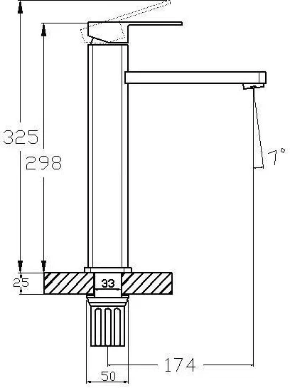 Смеситель для раковины G-lauf однорычажный, высокий, излив короткий, длина 174 мм, керамический, цинк, цвет хром, без донного клапана NEB1-B123