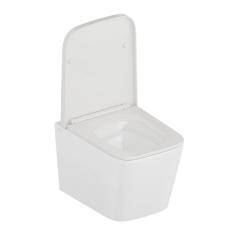Унитаз подвесной Knotlor Gravity белый, горизонтальный (в стену) выпуск, 355х350х505 мм с быстросъёмным сиденьем микролифт, дюропласт, безободковый, смыв торнадо, под скрытый бачок
