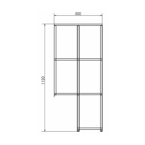 Стеллаж Comforty Порто 50 размер 500х1120х240 мм подвесной, открытые полки, цвет дуб дымчатый/черный, в ванную комнату, сталь/ЛДСП