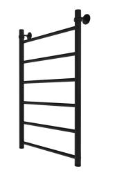 Полотенцесушитель 800х500 мм Indigo Line LLW80-50BR 1"дюйм, водяной, нижнее подключение, из нержавеющей стали, форма лесенка, настенный, цвет черный муар, для ванны, вертикальный