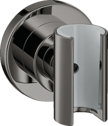 Держатель для душевой лейки Axor Citterio, настенный, металлический, фиксированный, круглый, для душа/ванной/душевой кабины, цвет полированный черный хром, на стенку