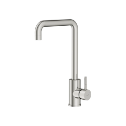 Смеситель для кухни/мойки Cersanit Como однорычажный, поворотный/ п-образный излив, керамический, высота 261 мм, длина 213 мм, нержавеющая сталь, цвет глянцевый хром