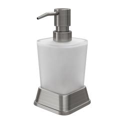 Дозатор жидкого мыла WasserKRAFT Amper, настольный, металл/стекло, форма округлая, для мыла в ванную/туалет/душевую кабину, цвет никель