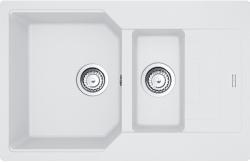 Мойка кухонная Franke URBAN UBG 651-78, две чаши, 78х50 см, врезная, искусственный гранит (Fragranite+), прямоугольная, цвет белый, без отверстия под смеситель, с крылом, оборачиваемая