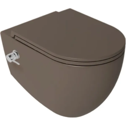 Унитаз подвесной ISVEA Infinity, с функцией биде, 365х530х400 мм, цвет: коричневый матовый, горизонтальный (в стену) выпуск, без сиденья, безободковый, антивсплеск, под скрытый бачок