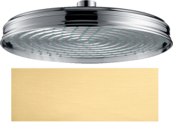 Верхний душ AXOR Montreux 240, настенный/потолочный монтаж, круглый, с 1 режимом, размер 24 см, металлический, цвет: шлифованное золото, для душа/ванной