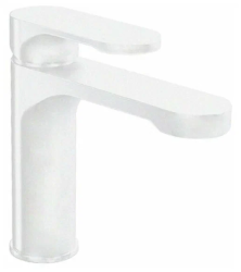 Смеситель для раковины/умывальника Azario VIANO однорычажный, керамический картридж, неповоротный, длина излива 132 мм, латунь, цвет белый