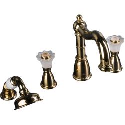 Смеситель для ванны/душа Boheme Camelia, двухвентильный, на борт ванны, керамический, поворотный, длина излива 170 мм, латунь, цвет золото