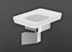 Мыльница настенная Art&Max Techno, цвет: хром, латунь/стекло, форма прямоугольная, для душа/ванны/мыла, в ванную комнату, под мыло, мыльница, на стену