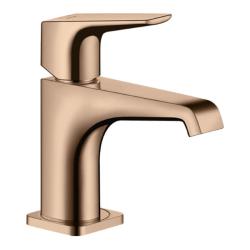 Смеситель для раковины/умывальника Axor Citterio E 90, однорычажный, с рычаговой рукояткой, фиксированный излив, длина излива 13,5 см, керамический, латунь, цвет полированное красное золото, с незапираемым сливным набором