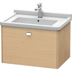 Тумба под раковину Duravit Brioso, 67х46,9х45,2 см, подвесная, 1 выдвижной ящик, ДСП, цвет: натуральный дуб/хром, шкафчик навесной, механизм доводчика, прямоугольная, правая/левая, в ванную комнату