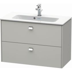 Тумба под раковину Duravit Brioso, 82х47,9х56,1 см, подвесная, 2 выдвижных ящика, ДСП, цвет: бетонно-серый/хром, шкафчик навесной, механизм доводчика, прямоугольная, правая/левая, в ванную комнату