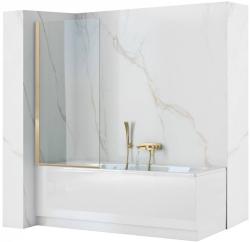 Шторка на ванну REA ELEGANT 80, 800х1400 мм, фиксированная, профиль золото, прозрачное закаленное стекло, плоская/панель, ориентация универсальная