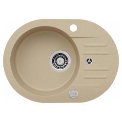 Мойка кухонная ALVEUS GRANITAL GENESIS FOXTROT 40 G55 BEIGE 62x48x20 см, врезная/встраиваемая сверху, с крылом, искусственный гранит, овальная, цвет бежевый, с отверстием под смеситель
