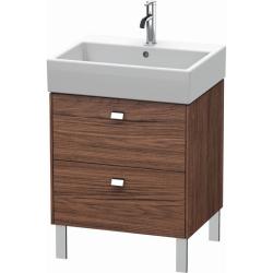 Тумба под раковину Duravit Brioso, 52х41,9х68,5 см, напольная, цвет: орех матовый/хром, 2 выдвижных ящика, ДСП, прямоугольная, левая/правая, в ванную комнату