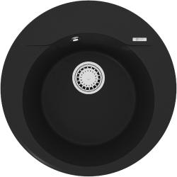 Мойка кухонная Lemark SULA 500, 50х50х19,7 см, врезная, кварцгранит, круглая, цвет антрацит, без отверстия под смеситель, без крыла, слив-перелив, врезная в столещницу, для кухни