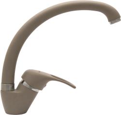 Смеситель для кухни/мойки Flortek Омега FK, однорычажный, керамический картридж, с поворотным изливом, высокий, длина излива 198 мм, латунь, цвет грей