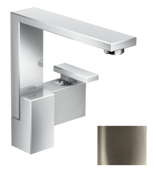 Смеситель для раковины/умывальника Axor Edge 190, однорычажный, с алмазной огранкой, фиксированный излив, длина излива 17,5 см, керамический, латунь, цвет полированный никель, со сливным клапаном Push-Open