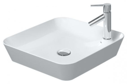 Раковина DURAVIT Cape Cod WonderGliss 46х46х10 см, накладная, квадратная, керамика DuraCeram, цвет белый шелковисто-матовый, 1 отверстие под смеситель, антигрязевое покрытие, без перелива