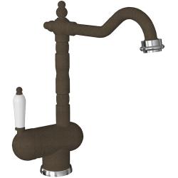 Смеситель для кухни Florentina Ода, однорычажный, поворотный, керамический, с высоким изливом Г-образной формы, высота излива 25,5 см, латунь, цвет коричневый