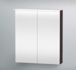 Зеркальный шкаф Duravit Happy D.2, 65х76х20,8 см, подвесной, цвет: дуб темный, зеркало с подсветкой LED/ЛЭД, сенсорный выключатель, с 2 распашными дверцами/двухстворчатый, 2 стеклянные полки, прямоугольный