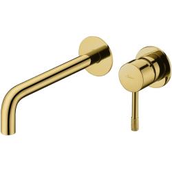 Смеситель для раковины/умывальника Boheme Uno, встраиваемый, однорычажный, неповоротный, керамический, длина излива 200 мм, латунь, цвет золото