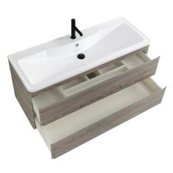 Тумба под раковину BelBagno Albano 120, 120х45х53 см, подвесная, 2 выкатных ящика, МДФ, цвет: древесный узор, шкафчик навесной, механизм доводчика, прямоугольная