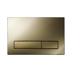 Кнопка смыва KK-POL M16, прямоугольная, цвет золото глянец, пластик, клавиша управления для сливного бачка, инсталляции унитаза, двойная, механическая, панель, универсальная, размер 15х22х1,3 см