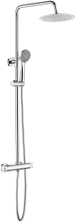Душевая система настенная LEDEME, 767/1228 мм, цвет хром, комплект: однорычажный смеситель/тропический душ (с верхней лейкой)/лейка/стойка/шланг, латунь