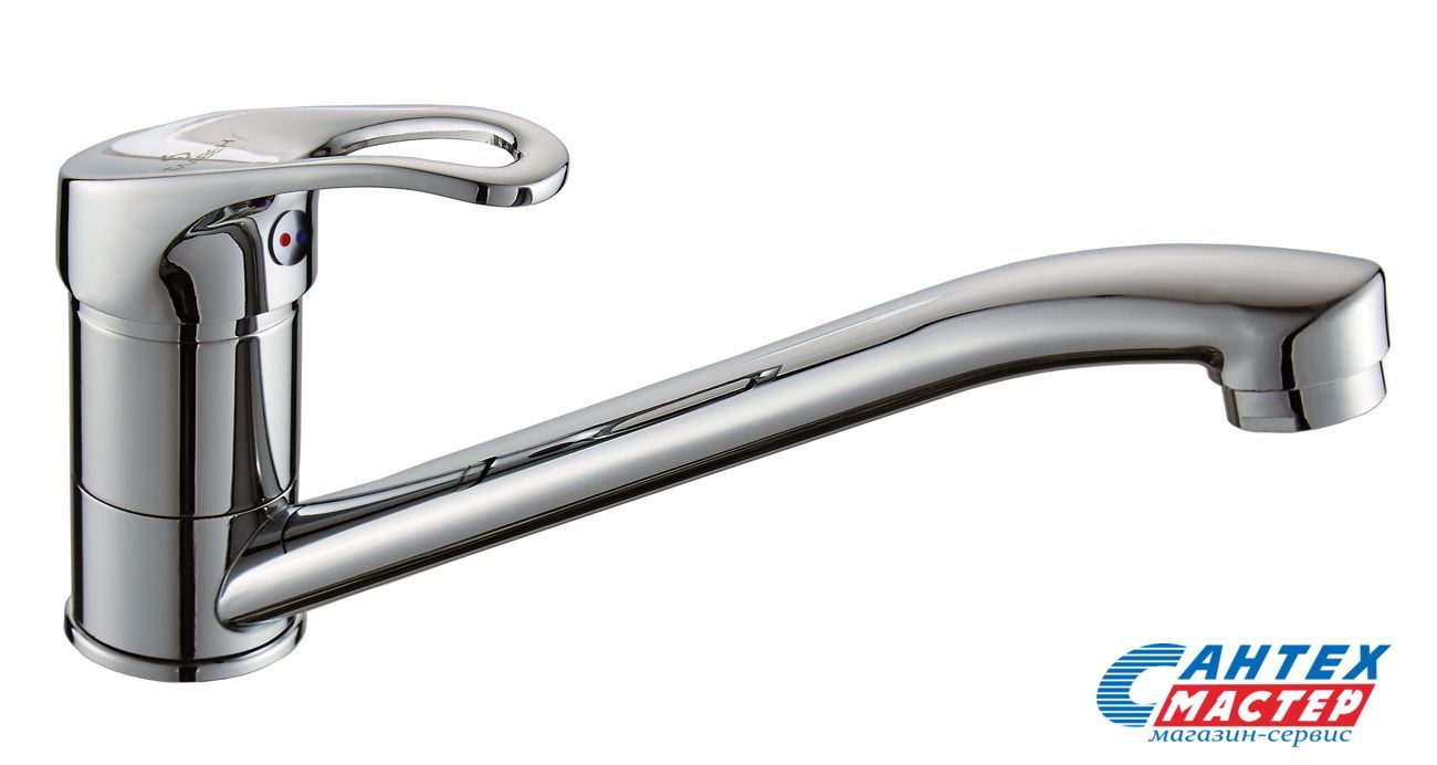 Смеситель для раковины Славен однорычажный, излив длинный, длина 225 мм, керамический, латунь, цвет хром, без донного клапана