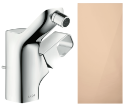 Смеситель для биде Axor Urquiola однорычажный, керамический, фиксированный излив, длина 10,4 см, латунь, цвет полированное красное золото, без шланга/лейки, с донным клапаном