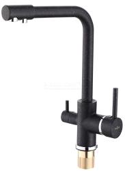 Смеситель для кухни/мойки VIEIR, биканальный, однорычажный, поворотный, керамический, длина излива 219 мм, латунь, цвет черный