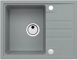 Мойка кухонная ALVEUS  INTERMEZZO 30 GRANITAL CONCRETE-G81 62х48х20 см, врезная/встраиваемая сверху, с крылом, искусственный гранит, прямоугольная, цвет бетон, с отверстием под смеситель