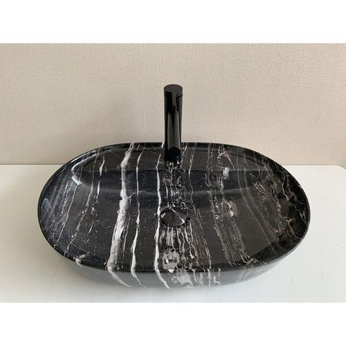 Раковина GID Bs1346 61х14х41 накладная, овальная керамическая/фарфоровая, цвет черный, с отверстием под смеситель, без слива-перелива