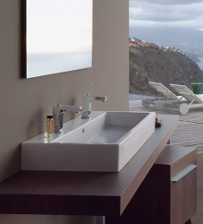 Раковина DURAVIT DuraSquare 100х47х14,5 см, подвесная, прямоугольная, санфарфор, шлифованная, цвет белый, 2 отверстия под смеситель, без перелива