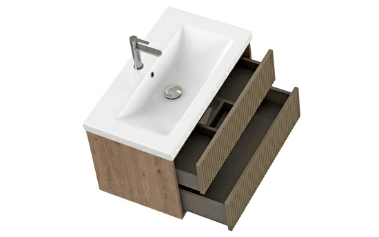 Тумба под раковину Cersanit CLASSIC RIBBLE 80 для COMO 80, подвесная, цвет коричневый, 2 выдвижных ящика, прямоугольная