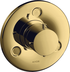 Вентиль Axor Starck Trio/Quattro 3/4" запорный/переключающий, скрытого монтажа, круглый, латунь, цвет: полированное золото, керамический, встраеваемый/встроенный, для ванны/душа