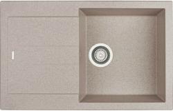 Мойка кухонная Longran Amanda, 78х50х20 см, врезная, искусственный гранит, прямоугольная, цвет терра, без отверстия под смеситель, с крылом, слив-перелив, врезная в столещницу, для кухни