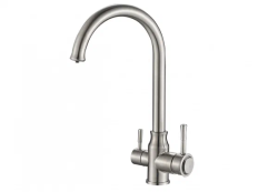 Смеситель для кухни/мойки ZorG Steel Hammer 763 INOX, под фильтр, однорычажный, поворотный, керамический картридж, длина излива 235 мм, нержавеющая сталь, цвет нержавеющая сталь