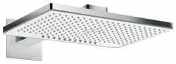 Верхний душ Hansgrohe Rainmaker Select 460, настенный монтаж, прямоугольный, с 2 режимами: Rain, RainStream, размер 30х46,6 см, нержавеющая сталь/стекло, цвет хром/белый