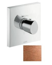 Смеситель для душа Axor Starck Organic HighFlow, термостатический, скрытого монтажа, настенный, без излива/шланга/лейки, квадратный, латунный, цвет шлифованное красное золото, с термостатом, встроенный/встраиваемый/термостатный