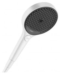 Лейка душевая Hansgrohe Rainfinity 130 3jet, настенная, круглая, с 3 режимами, регулируемая, хромированная/пластмассовая, цвет матовый белый, ручная, для душа/ванной