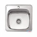 Мойка Ledeme 38х38х17 см, толщина 0.8 мм, врезная, нержавеющая сталь, квадратная, цвет глянцевая, с отверстием под смеситель, слив-перелив/сифон для кухни