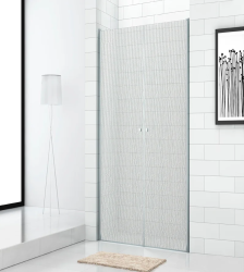 Душевая дверь Cezares Eco, 80х190 см текстурное стекло/профиль хром, в нишу, универсальная установка, текстурное матовое стекло, распашная