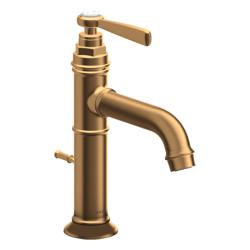 Смеситель для раковины Axor Montreux 100, однорычажный, с рычаговой рукояткой, фиксированный излив, длина излива 14,2 см, керамический, латунь, цвет шлифованное золото, со сливным гарнитуром